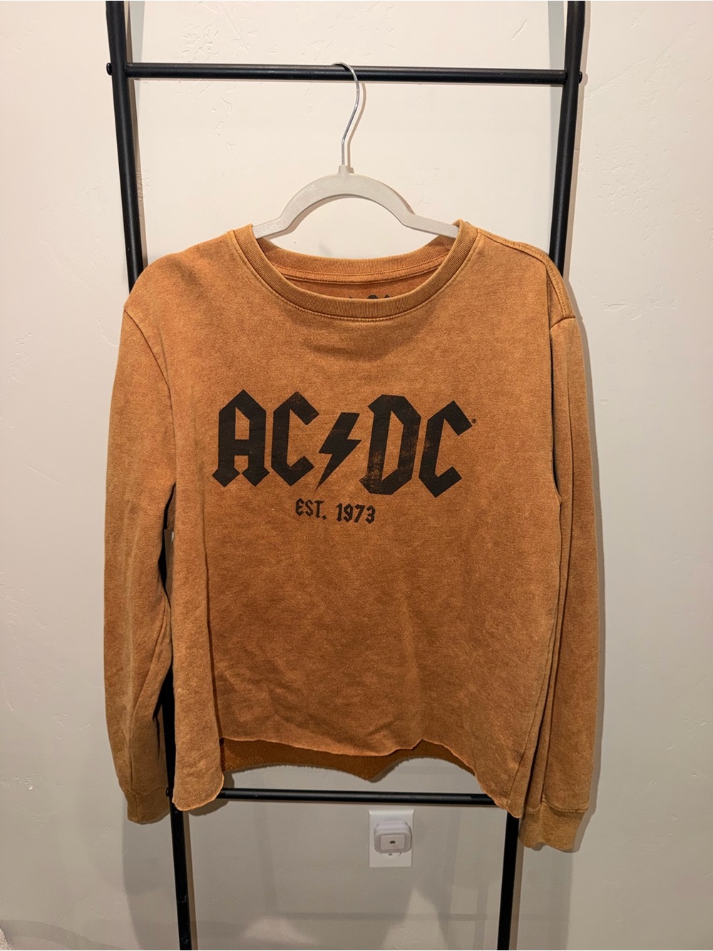 AC/DC Copper-Tone Crewneck Sweatshirt with Black Logo